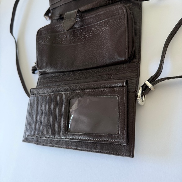 Brighton Brown Croc Embossed Leather Wallet with a Silver Heart clasp - Picture 13 of 14